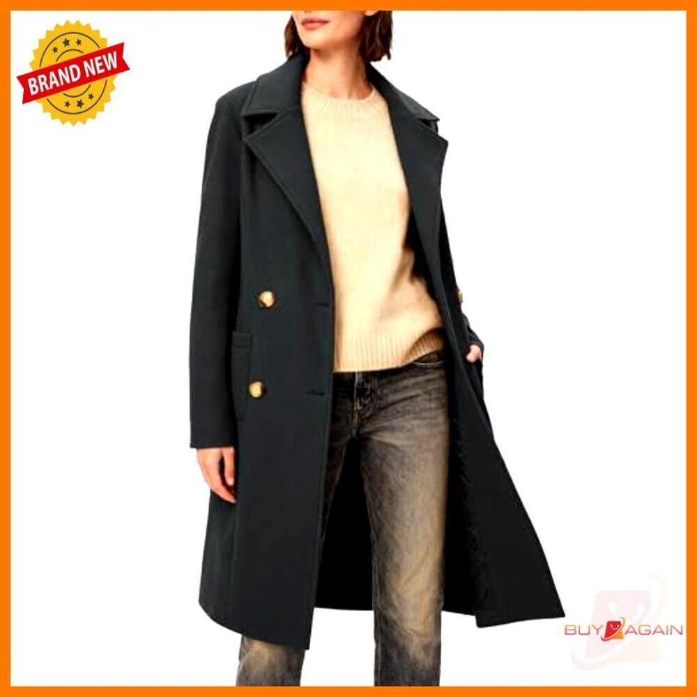 Classic Double-Breasted Trench Coat Elegant Minimal Chic Winter Overcoat - Picture 4 of 7